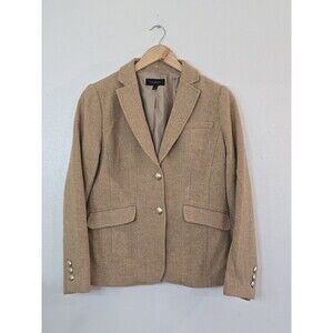 Talbots Herringbone Blazer Jacket Classic Shetland Womens Size 2 Gold Buttons